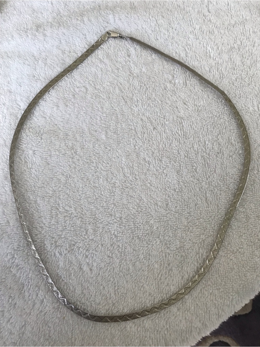 Vintage Silver 925 Textured Herringbone Necklace